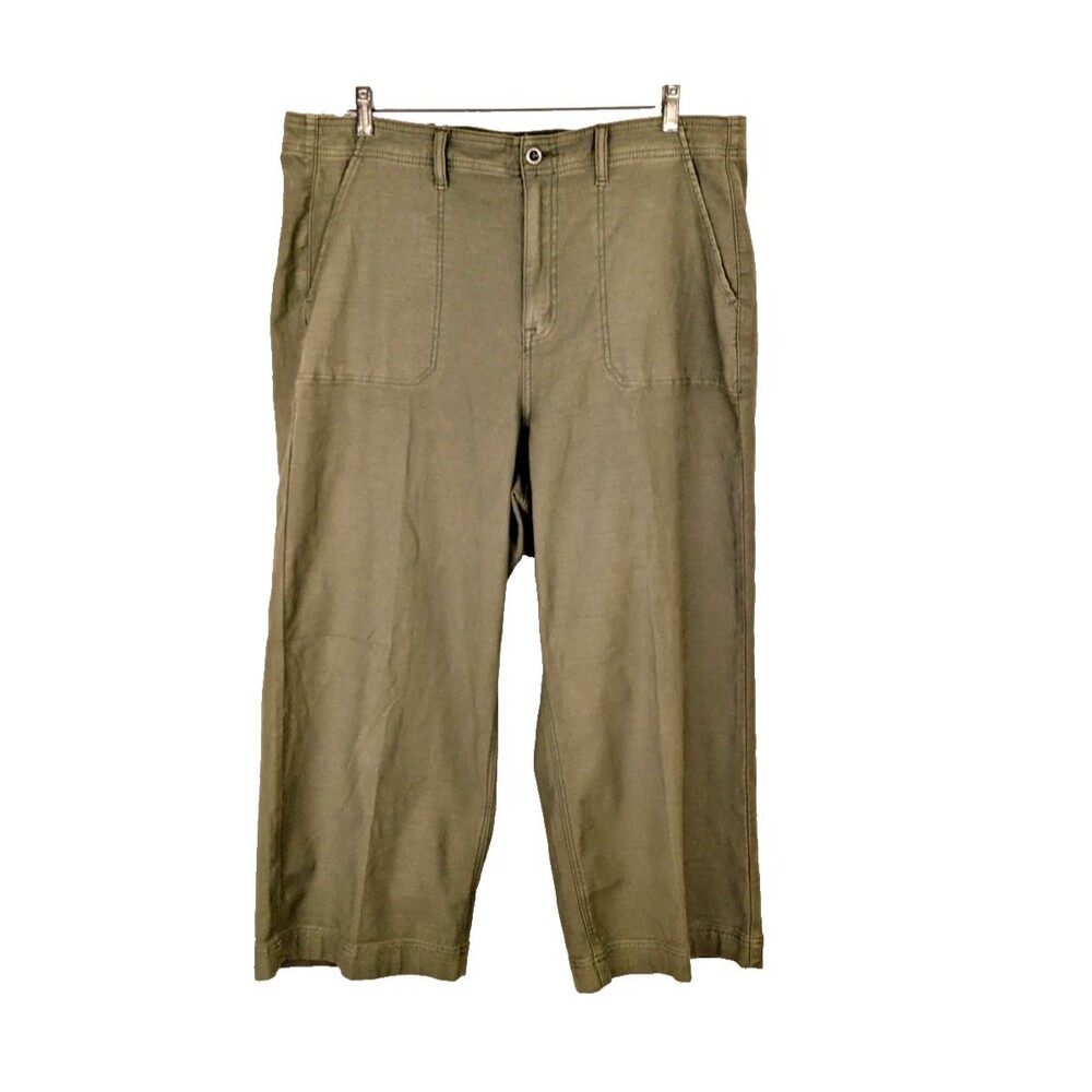 NWT Torrid Womens 20 Olive Green Crop Utility Wide Leg Twill High Rise Pants